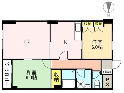YMビル(2LDK/3階)の間取り写真