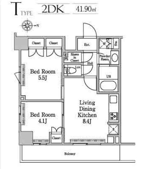 レジディア南品川Ⅱ(2DK/8階)の間取り写真