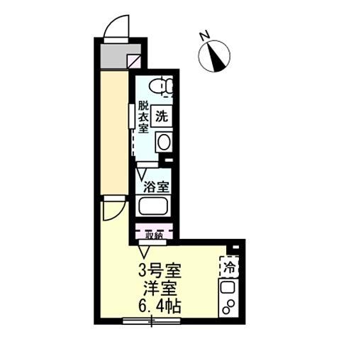 京浜急行電鉄大師線 小島新田駅 徒歩3分 3階建 築5年(1K/2階)の間取り写真