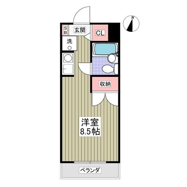 リュミエ本厚木(ワンルーム/1階)の間取り写真