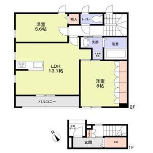 フォレスト ルーチェ(2LDK/2階)の間取り写真