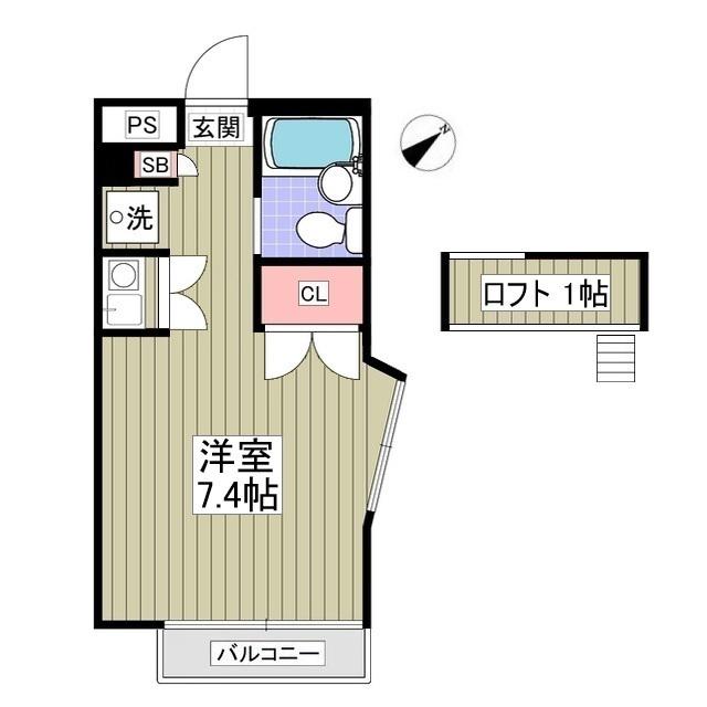 フローラルコート1号棟(ワンルーム/2階)の間取り写真