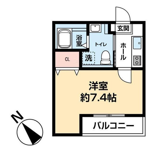 エステイトB能見台(1K/1階)の間取り写真