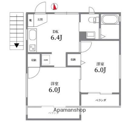 シーマ中馬込(2DK/2階)の間取り写真