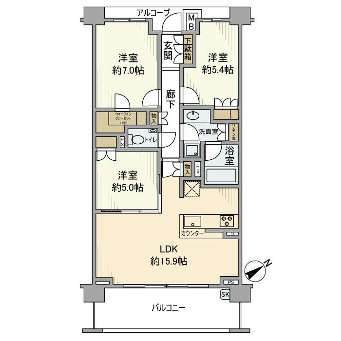 ザ・パークハウス東戸塚レジデンス 7階階 間取り