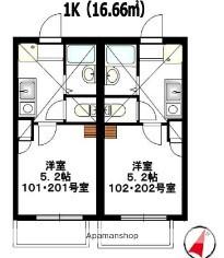 リーヴェルポート横浜金沢(1K/2階)の間取り写真