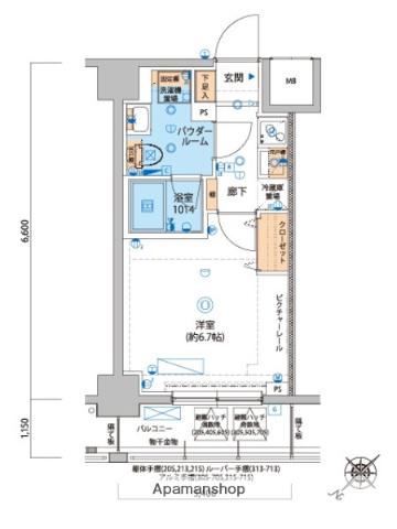 リヴシティ横濱ヒルサイドテラス(1K/7階)の間取り写真