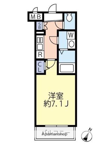 グランヴァン西馬込Ⅳ(1K/5階)の間取り写真