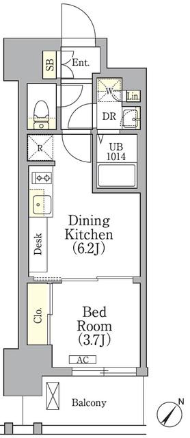 エル・セレーノ横浜関内プリマ(1DK/7階)の間取り写真