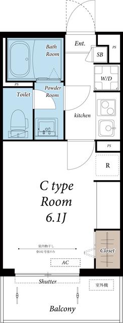 ヴィラ綱島(1K/1階)の間取り写真