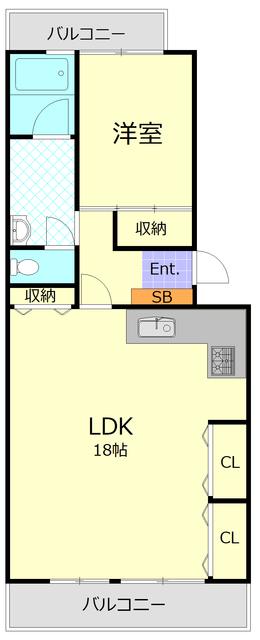 港南台駅前プラザ(1LDK/4階)の間取り写真