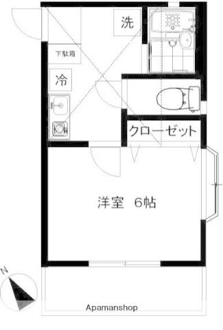 サンビレッジ六会(1K/1階)の間取り写真