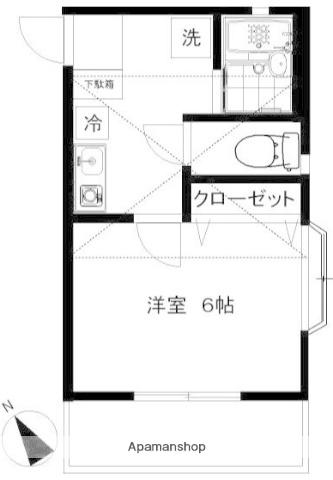 サンビレッジ六会(1K/2階)の間取り写真
