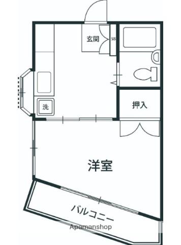 ラックスホーム本郷台(1DK/2階)の間取り写真