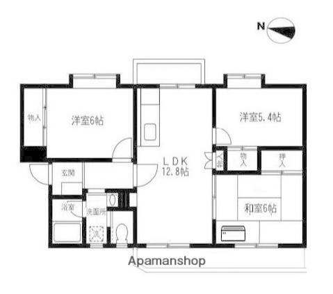 グリーンヒル飯島(3LDK/4階)の間取り写真