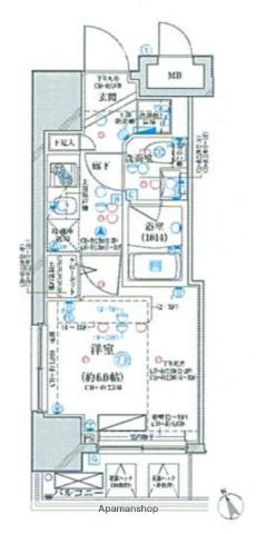 ディアレイシャス横浜ウエスト(ワンルーム/6階)の間取り写真