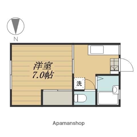 ヒルサイド(1K/2階)の間取り写真
