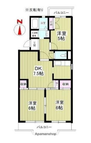 メルヴェイユ ヌー 湘南(3DK/3階)の間取り写真