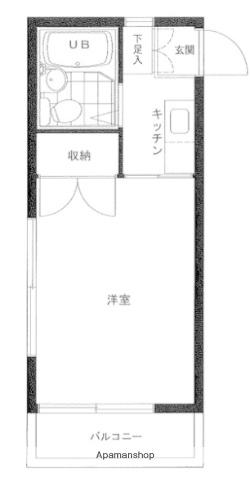 妙蓮寺サンテラス(1K/2階)の間取り写真