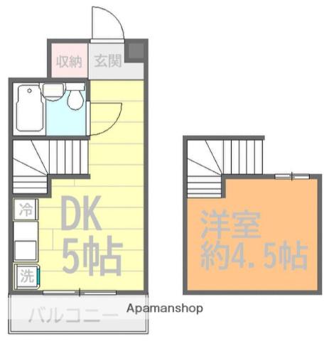 ピアチェーレヴィーナ(1DK/4階)の間取り写真