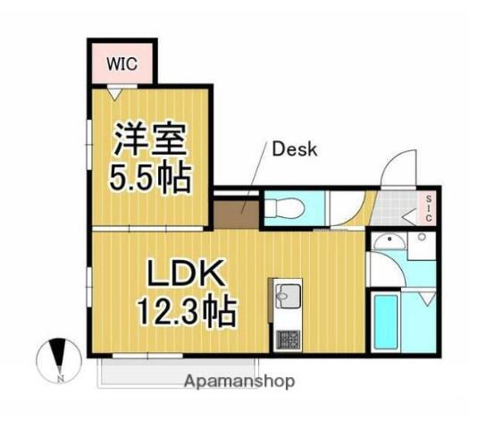 LAULEA湘南茅ヶ崎(1LDK/2階)の間取り写真