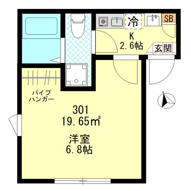 テラスシード鶴見(1K/3階)の間取り写真