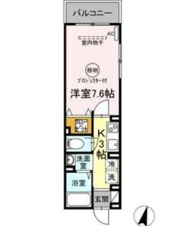 セジュール AOBA ボヌール(1K/1階)の間取り写真