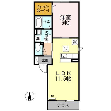 アレイ湘南(1LDK/1階)の間取り写真