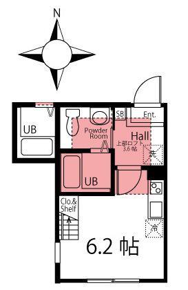 ハーミットクラブハウス アン(1K/1階)の間取り写真