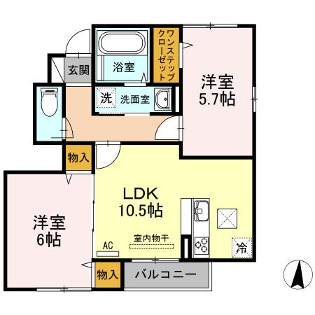 庵OKAMURA(2LDK/1階)の間取り写真