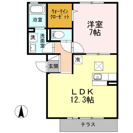 コンフィデンテⅡ(1LDK/1階)の間取り写真