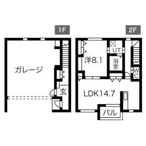 GARAGEAI(1LDK/1階)の間取り写真