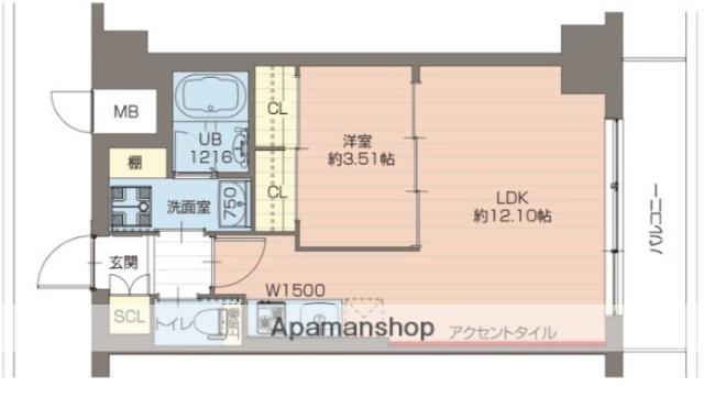 プレジオ宮崎台(1LDK/5階)の間取り写真