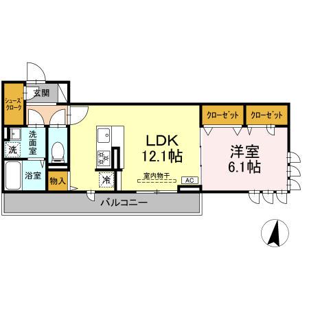 クオーレ A棟(1LDK/3階)の間取り写真