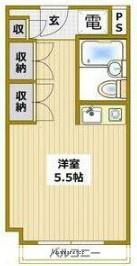 アミティ衣笠(ワンルーム/2階)の間取り写真