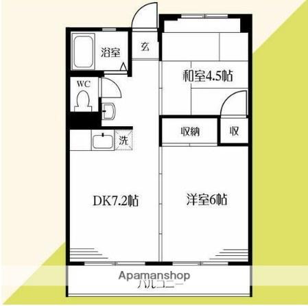 ネイヴィーフィールド井土ヶ谷(2DK/4階)の間取り写真