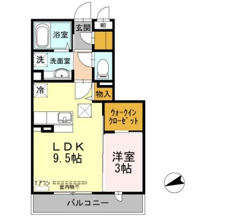 ディアコート(1LDK/1階)の間取り写真