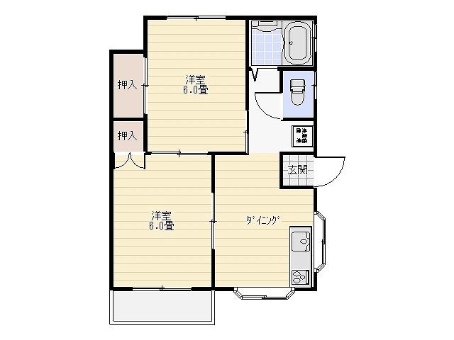 カシーナST(2DK/2階)の間取り写真