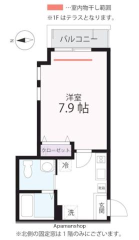 ハーミットクラブハウス GHITAS(1K/2階)の間取り写真