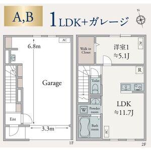 パインズガレージ(1LDK/1階)の間取り写真