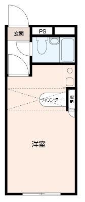 ベルピア馬堀海岸1-3(ワンルーム/2階)の間取り写真