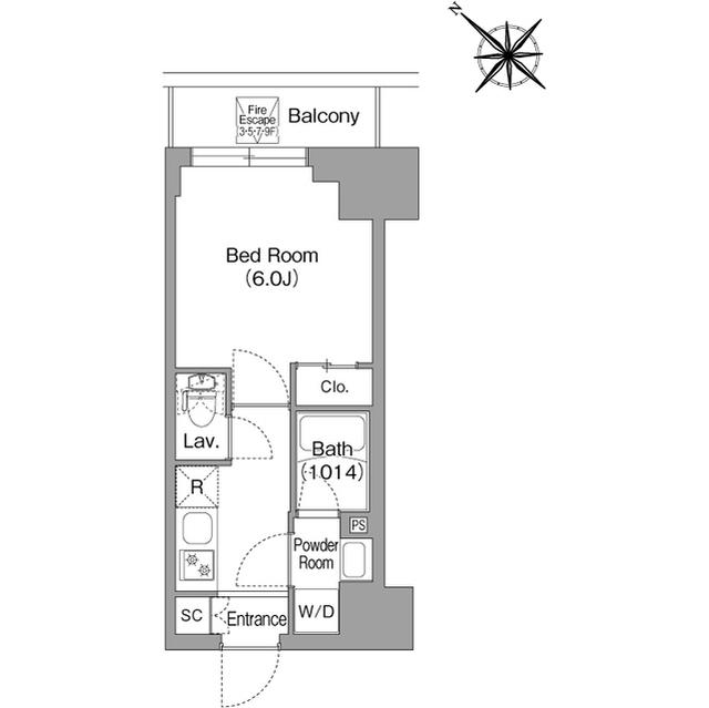 コンフォリア・リヴ横浜平沼(1K/6階)の間取り写真