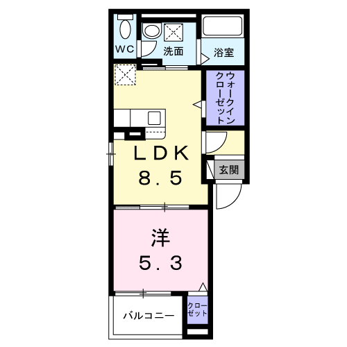 ヴィラ リヴァージュ(1LDK/3階)の間取り写真