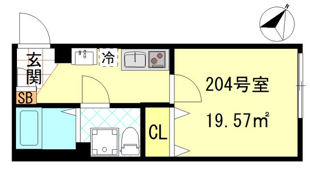 CFジオーレ川崎アネックス(1K/2階)の間取り写真