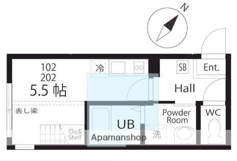 ハーミットクラブハウス 弘明寺公園(ワンルーム/1階)の間取り写真