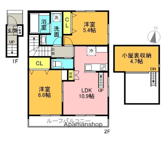 コーストヒルズ横浜(2LDK/2階)の間取り写真
