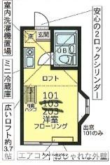 ユナイトステージ六浦壱番館(ワンルーム/1階)の間取り写真