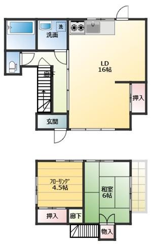 ＹＳ　ＨＯＵＳＥ　ＴＡＫＥ(2LDK)の間取り写真
