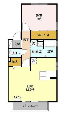 ブラン・サルドセジュールII(1LDK/2階)の間取り写真