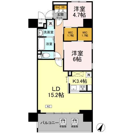 リーラ横浜川和町(2LDK/1階)の間取り写真